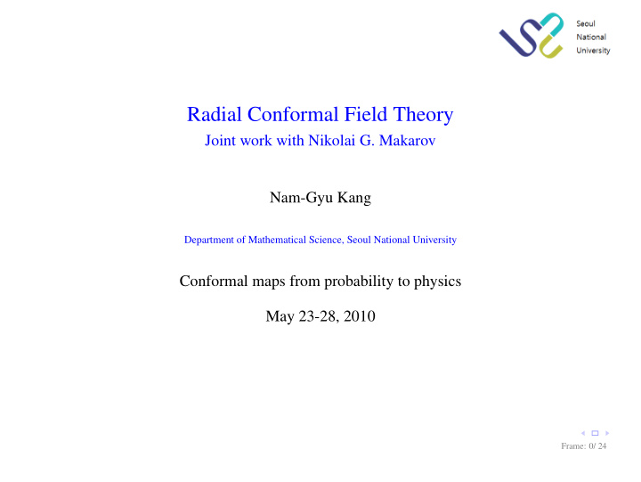 radial conformal field theory