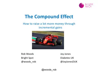 The Compound Effect  How to raise a lot more money through  incremental gains  Rob Woods  Joy Jones