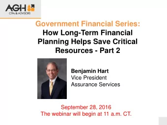 Government Financial Series:  How Long-Term Financial  Planning Helps Save Critical Resources -