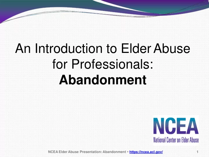 an introduction to elder abuse for professionals