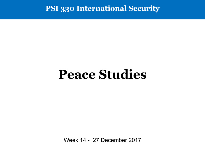 peace studies