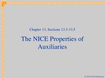 The NICE Properties of  Auxiliaries  2003 CSLI Publications  Our Analysis of Auxiliaries So Far