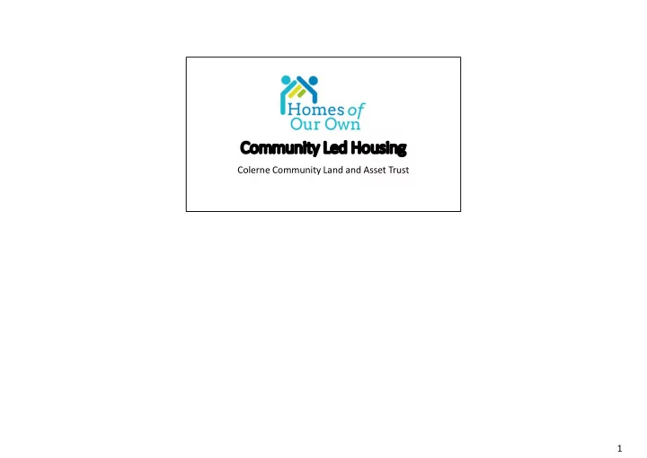 community led housing