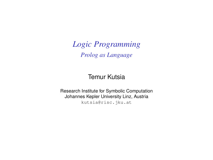 logic programming