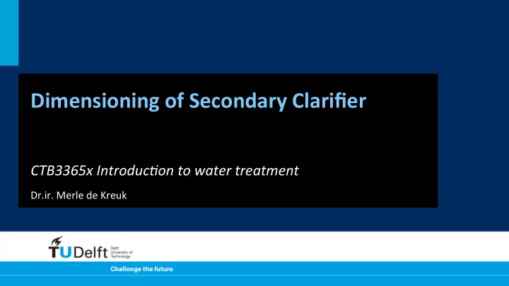 dimensioning of secondary clarifier
