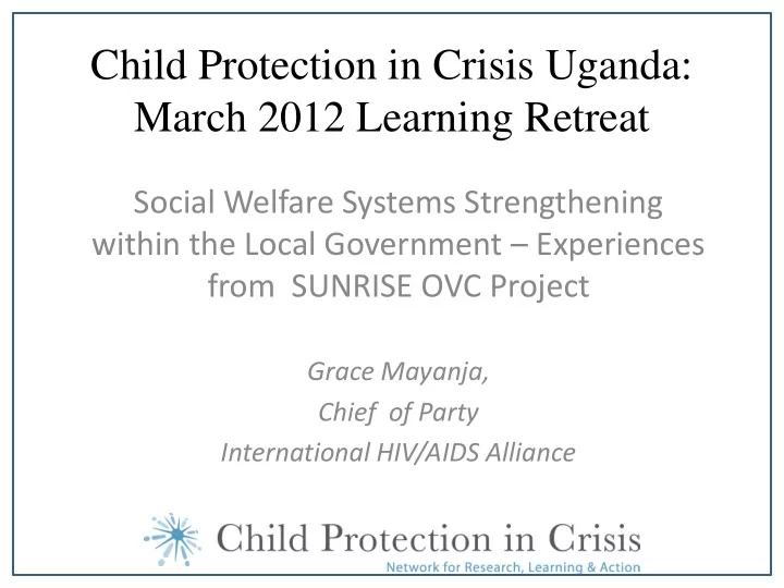 child protection in crisis uganda march 2012 learning