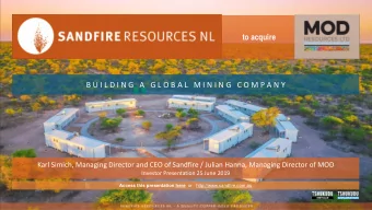 to acquire  B U I L D I N G   A   G L O B A L   M I N I N G   C O M P A N Y  Karl Simich, Managing