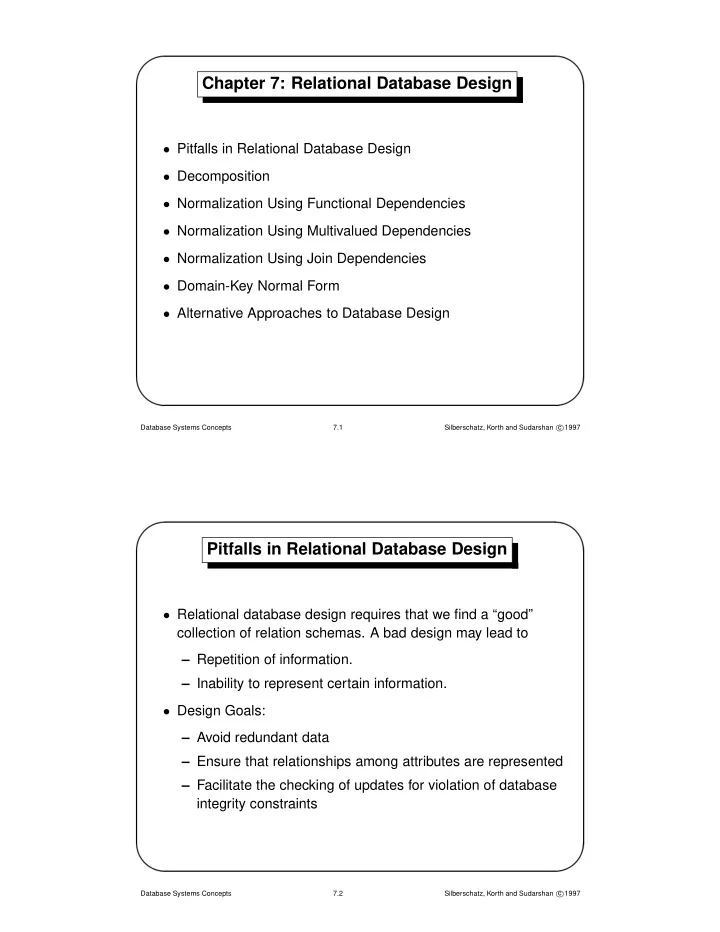 chapter 7 relational database design