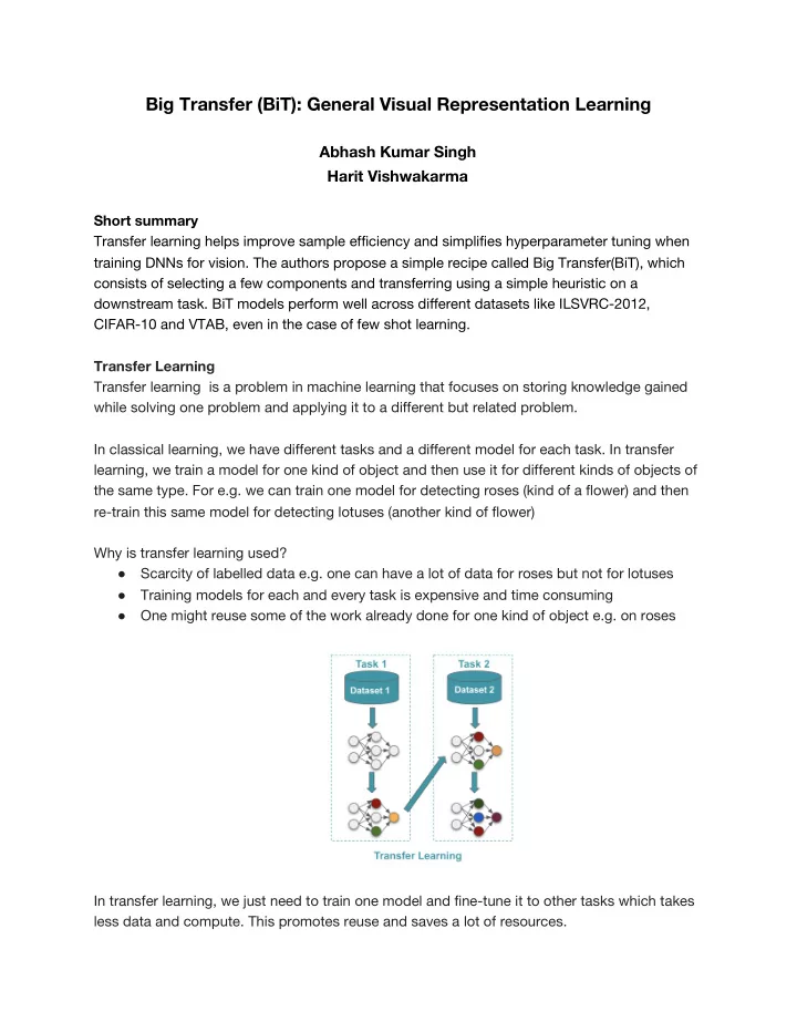 big transfer bit general visual representation learning