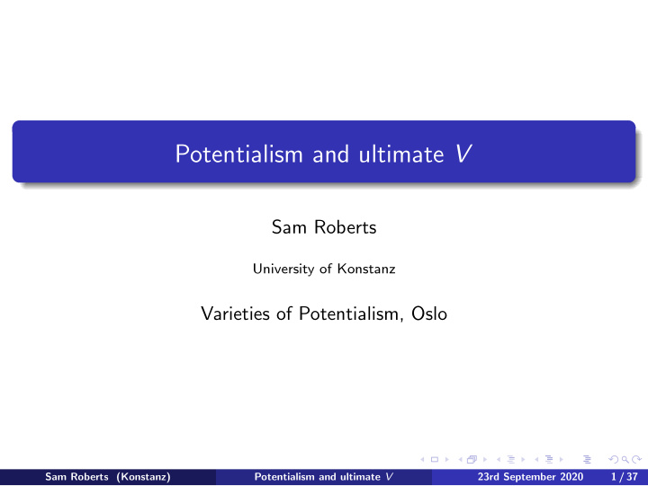potentialism and ultimate v
