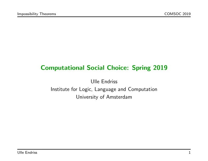 computational social choice spring 2019