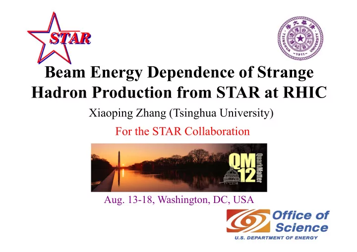 beam energy dependence of strange hadron production from