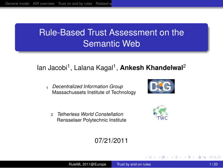 rule based trust assessment on the semantic web