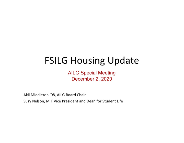 fsilg housing update