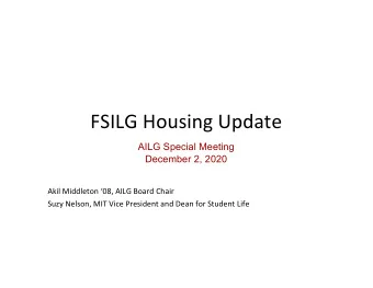 FSILG Housing Update  AILG Special Meeting  December 2, 2020  Akil Middleton 08, AILG Board
