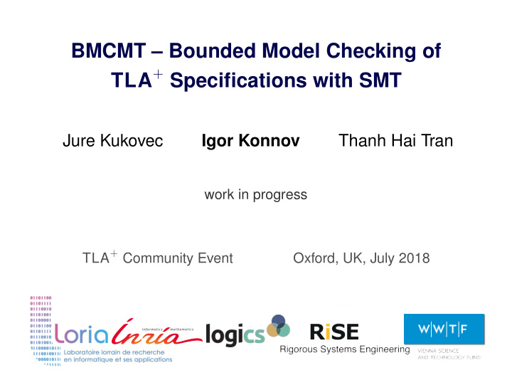 bmcmt bounded model checking of tla specifications with