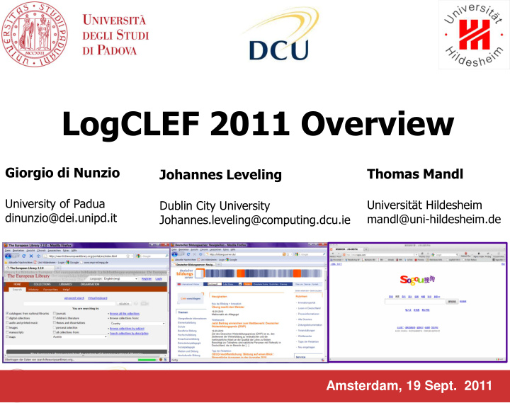 logclef 2011 overview