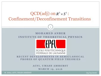 Confinement/Deconfinement Transitions  1  MOHAMED ANBER  INSTITUTE OF THEORETICAL PHYSICS  R E C E