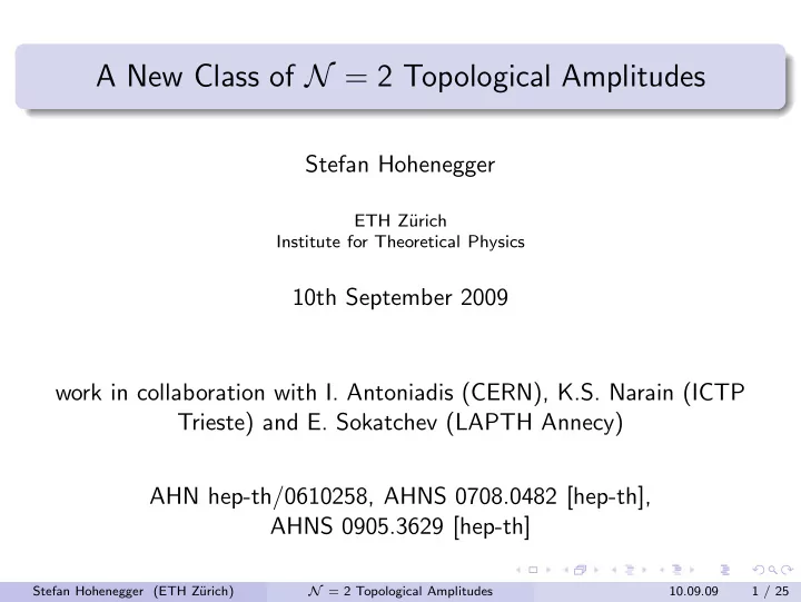 a new class of n 2 topological amplitudes