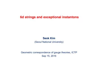 6d strings and exceptional instantons  Seok Kim  (Seoul National University)  Geometric