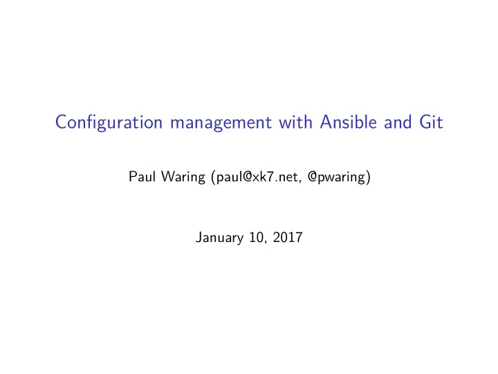 configuration management with ansible and git