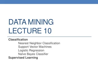 DATA MINING  LECTURE 10  Classification  Nearest Neighbor Classification  Support Vector Machines