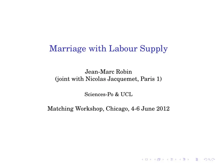 marriage with labour supply