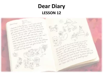 Dear  Diary      LESSON  12      Your  Response  to  the  Lesson