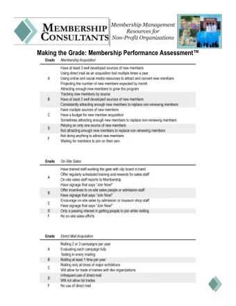 Making the Grade: Membership Performance Assessment   Page 2  Page 3