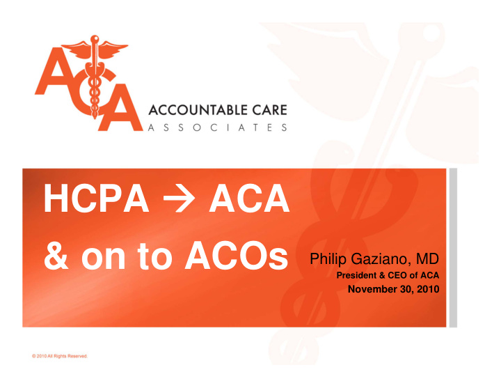 hcpa aca on to acos