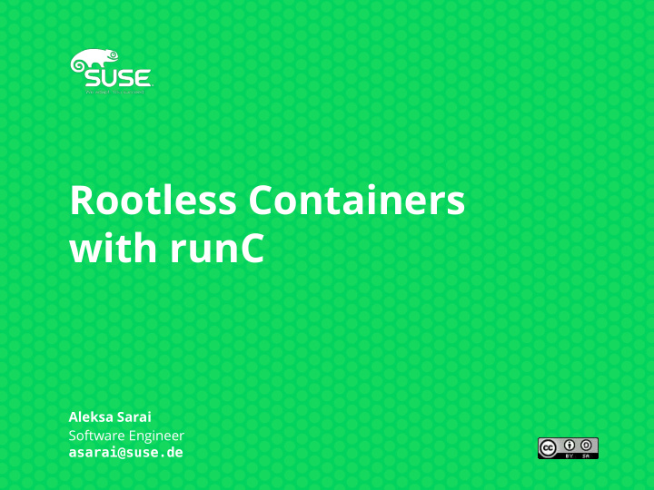 rootless containers with runc