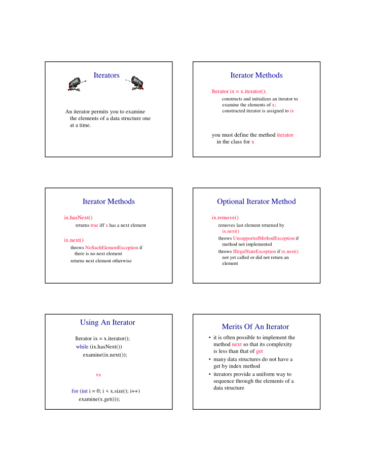 iterators iterator methods