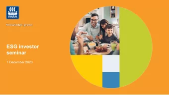 ESG investor  seminar  7 December 2020  Cautionary note  This presentation contains forward-looking