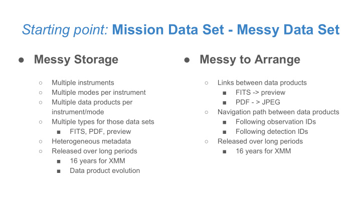starting point mission data set messy data set