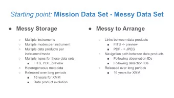 Starting point: Mission Data Set - Messy Data Set   Messy Storage   Messy to Arrange