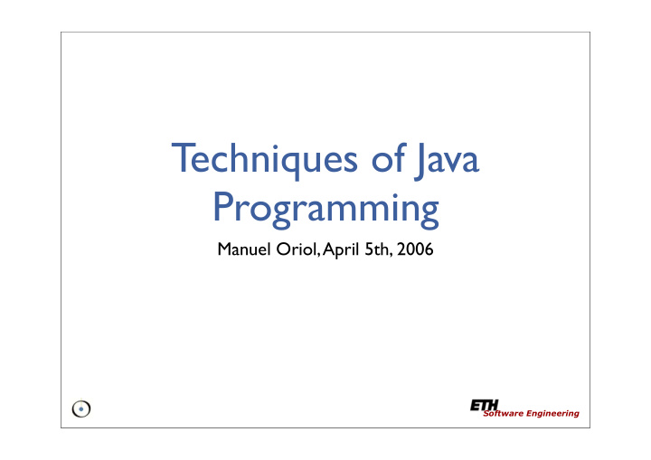 techniques of java programming