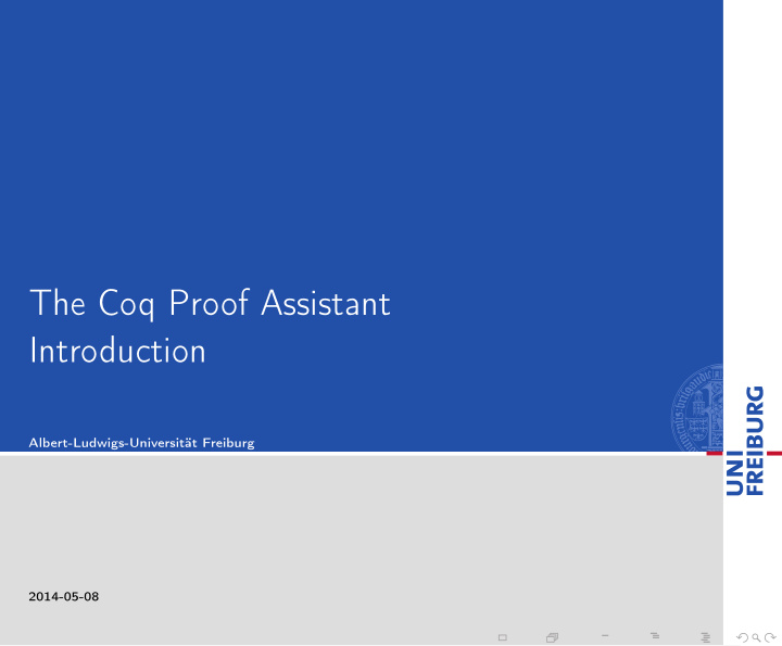 the coq proof assistant introduction