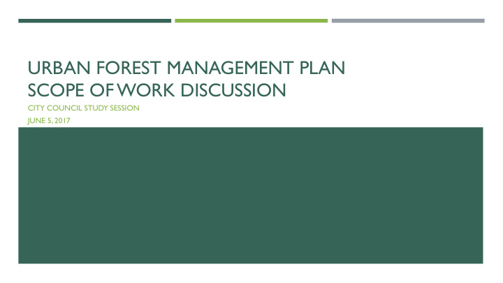urban forest management plan scope of work discussion