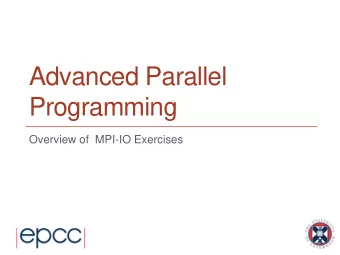 Programming  Overview of  MPI-IO Exercises  ARCHER Training  Courses  Sponsors  Reusing this