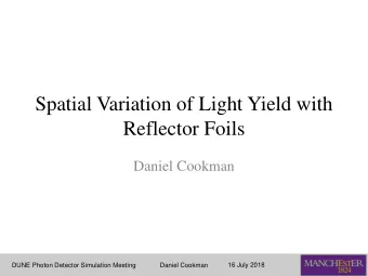 Spatial Variation of Light Yield with  Reflector Foils  Daniel Cookman  16 July 2018  DUNE Photon