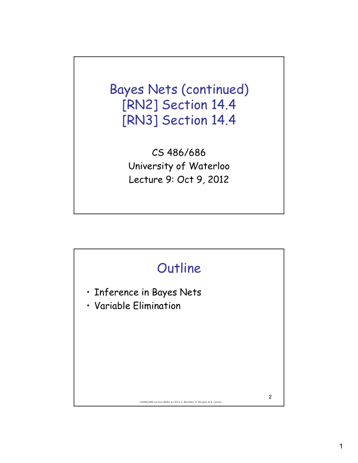 bayes nets continued rn2 section 14 4 rn3 section 14 4