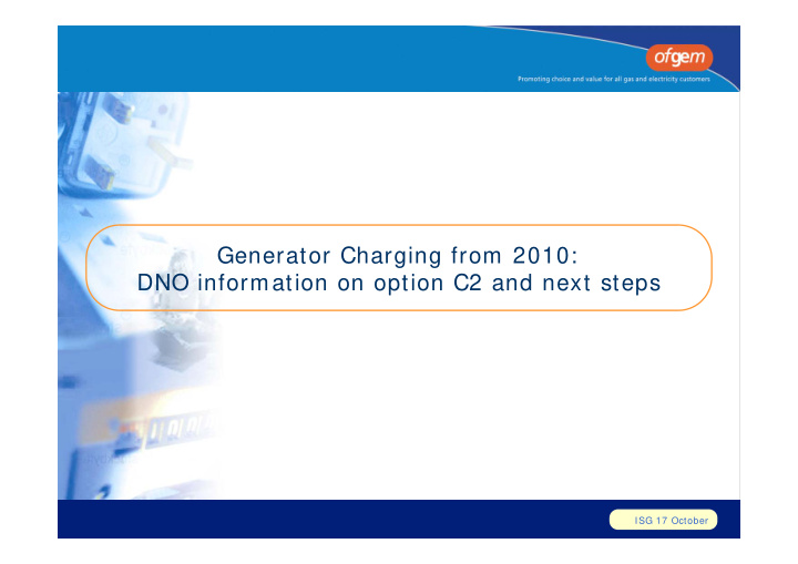 generator charging from 2010 dno information on option c2