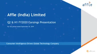 Affle (India) Limited  Q2 &amp; H1 FY2020 Earnings Presentation  For the period ended September 30,