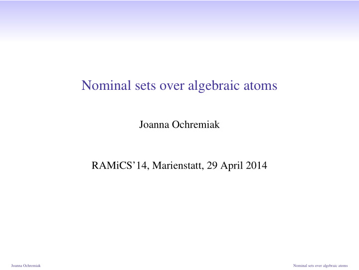 nominal sets over algebraic atoms