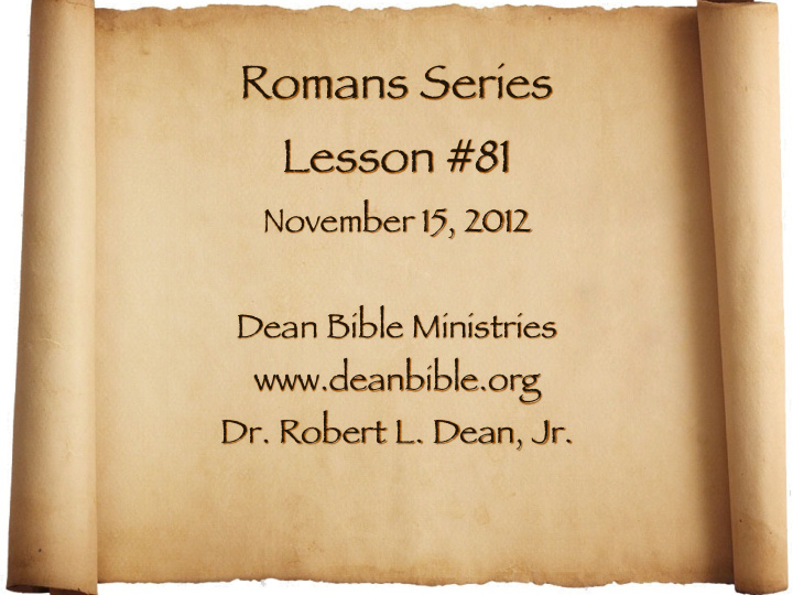 romans series lesson 81