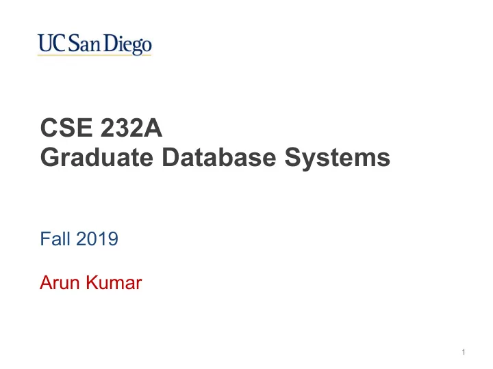 cse 232a graduate database systems