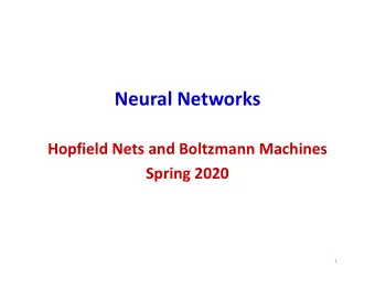 Neural Networks  Hopfield Nets and Boltzmann Machines  Spring 2020  1  Recap: Hopfield network