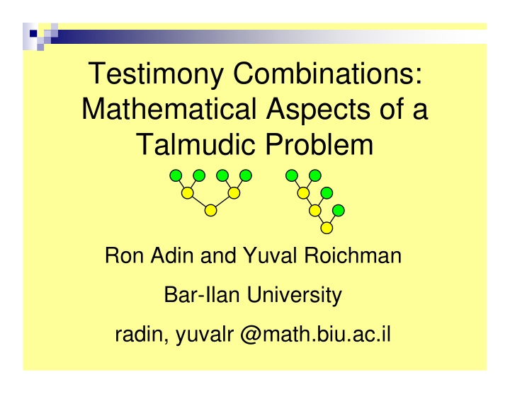 testimony combinations mathematical aspects of a talmudic