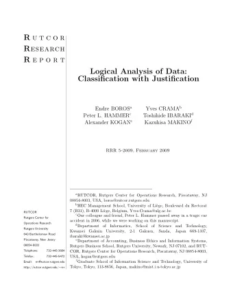 R u t c o r R esearch R e p o r t  Logical Analysis of Data:  Classification with Justification