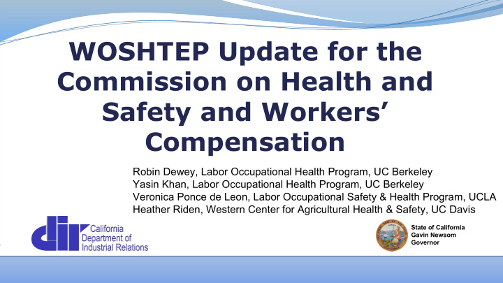 woshtep update for the commission on health and safety